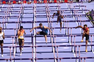 Olympics 2024 viewers say ‘that’s 1,000 IQ move’ as 110m hurdler jogs through race and finishes FIVE SECONDS off winner