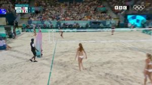 BBC commentator screams ‘wow, that was stunning’ after outrageous point in Olympics 2024 women’s beach volleyball match