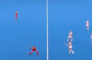 Watch moment Olympics 2024 hockey star SMACKS ball at rival at full-time sparking brawl as fans demand disqualification