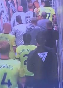 Watch incredible tunnel bust-up between Newcastle’s Burn and Southampton’s Bednarek after Schar sent off for HEADBUTT