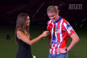 Conor Gallagher sends packed Atletico Madrid stadium wild at unveiling by speaking SPANISH after Chelsea exit