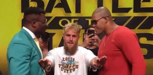 Jake Paul ‘s***ing himself’ after being forced to separate giants Francis Ngannou and Renan Ferreira ahead of MMA clash