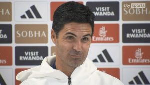 Hilarious moment Arsenal boss Mikel Arteta offers Sky Sports reporter shock new job if he is ‘agile and mobile enough’