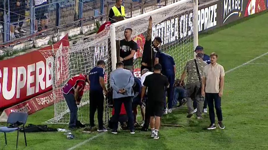 Football club forced to dig HOLE on pitch in order to comply with little-known rule after opponents make complaint