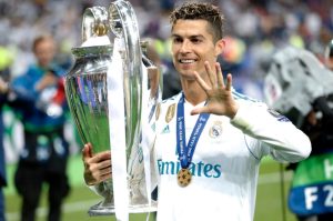 What award is Cristiano Ronaldo being presented with at the Champions League draw?