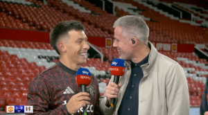 Awkward moment Man Utd ace Lisandro Martinez calls out Jamie Carragher live on Sky Sports before settling old score