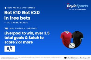 Man Utd vs Liverpool: Get £30 in free bets and £10 casino bonus, plus Mohamed Salah price boost with BoyleSports