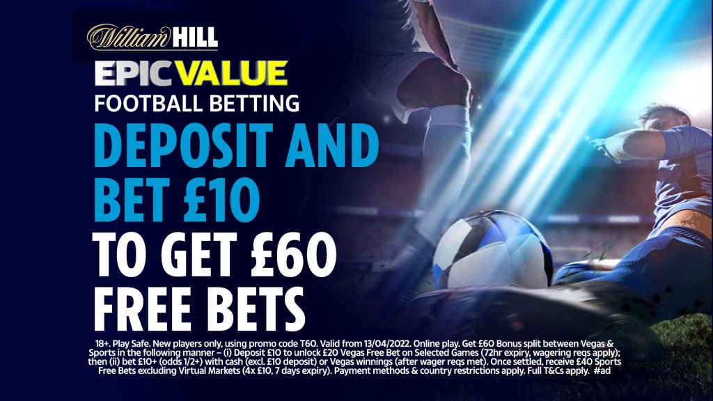 Get Aston Villa, Brentford and Leeds all to win at 9/2, plus get £60 in free bets with William Hill