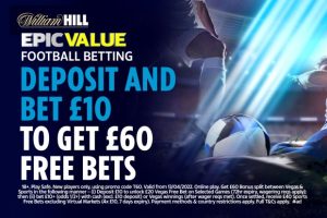 Get Man City, Fulham, Tottenham and Middlesbrough all to win at 4/1, plus get £60 bonus with William Hill