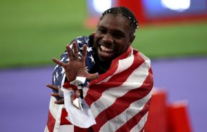 Dramatic moment Olympics 2024 track invader is tackled by Paris security just METRES from start of 100m final