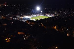 Unique football stadium sits in middle of housing estate and is surrounded by back gardens