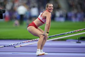 Olympics 2024 pole vaulter and OnlyFans model celebrates by TWERKING but BBC commentator says ‘I’m not sure about that’