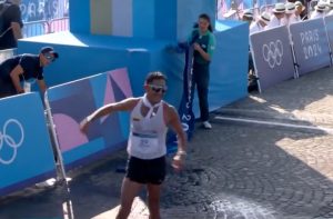 Fans demand Olympics gold medallist DISQUALIFIED after outrageous celebration for winning 20km race walk