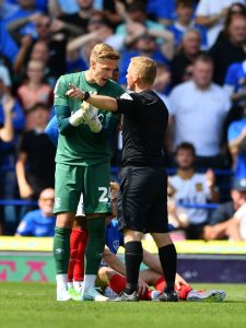 Luton in horror start to EFL return as keeper sent off for ‘killing’ two Portsmouth stars moments after senseless yellow