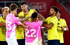 Southampton’s pre-season clash with Lazio descends into chaos with enormous brawl and manager Russell Martin intervening