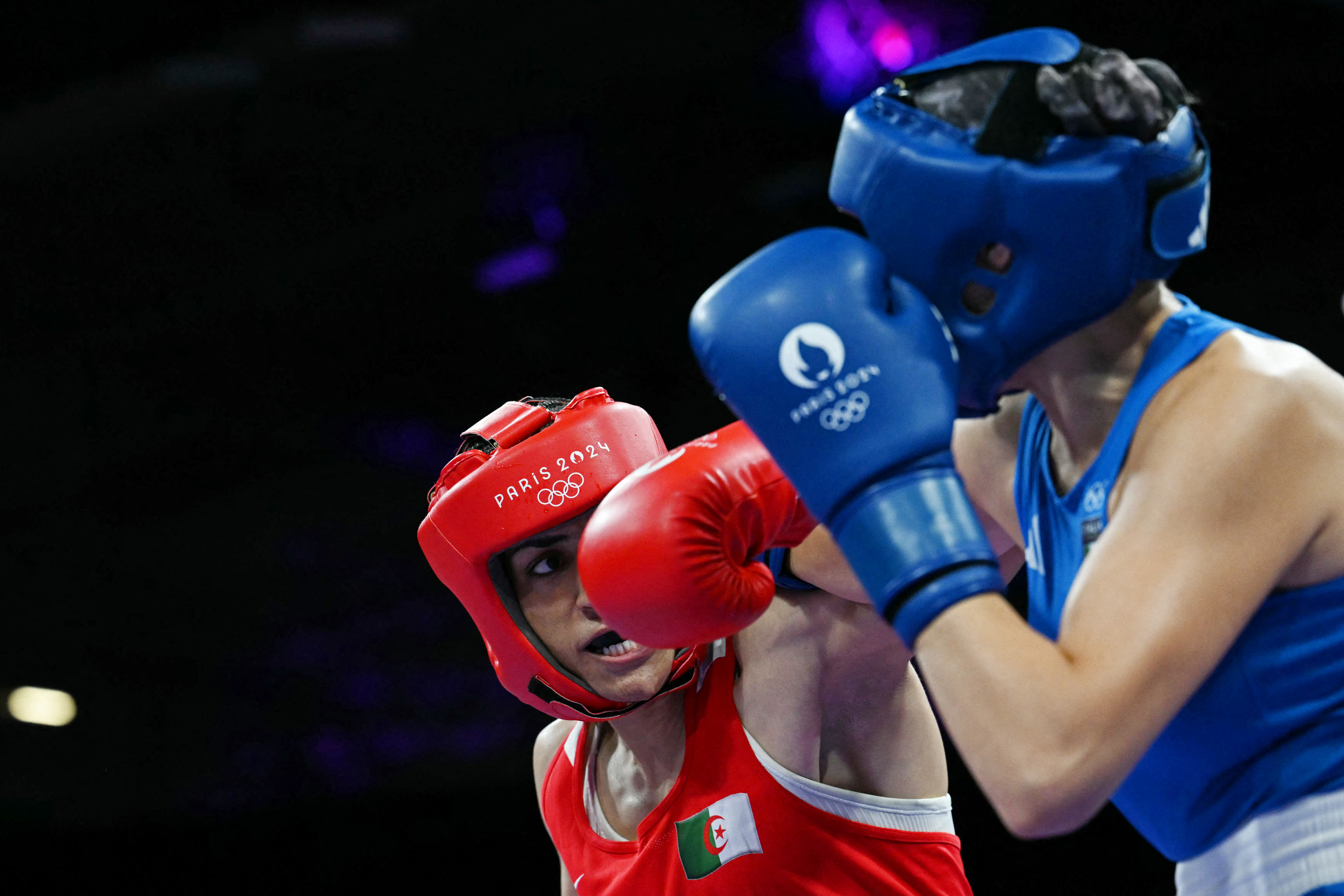 Watch brutal moment female boxer suffers suspected broken nose by Olympic rival who failed gender test before quitting