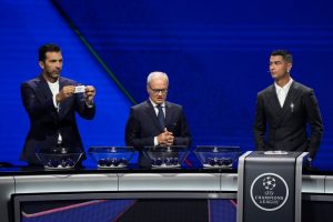 Champions League fans ‘entertained by how bored Cristiano Ronaldo looks’ after being given mundane task in new draw