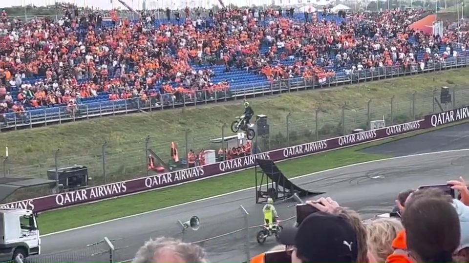 Motorcyclist in horror fall during stunt at Dutch GP as medics rush to help rider and screen put up to hide him