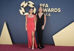 TV presenters Alex Scott and Jules Breach stun on red carpet for PFA awards in daring outfits as celebs and Wags arrive