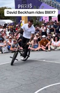 Olympics fans convinced David Beckham, 50, turned up at Paris 2024 and showed off mad BMX skills as video goes viral