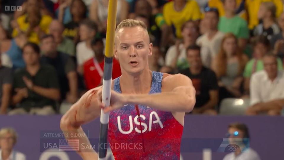 Fans stunned as Olympic 2024 pole vaulter is suddenly covered in blood during BBC coverage