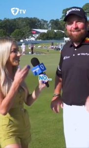 ‘I’m so sorry’ – Stunning golf reporter forced to apologise as Shane Lowry accuses her of ‘blasphemy’ in live interview