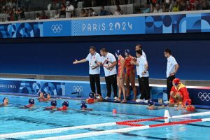 Fans in stitches at Paris Olympics water polo as naughty stars forced to tread water in ‘prison’