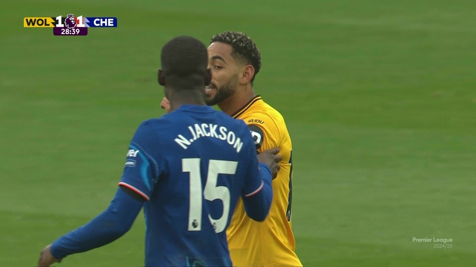 Chelsea and Wolves stars forced apart after clashing on pitch as Cunha and Jackson involved in bust up