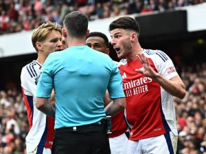 Premier League panel give verdict on Arsenal star Declan Rice’s controversial red card during Brighton draw