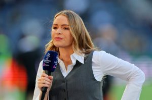 Watch hilarious moment Laura Woods cracks cheeky joke live on TNT Sports leaving Ferdinand and Crouch in stitches