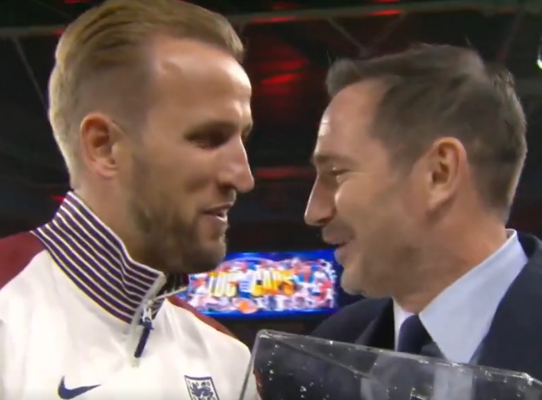 Frank Lampard dubbed ‘GOAT of facial transitions’ as footage of Chelsea legend handing Harry Kane England cap goes viral