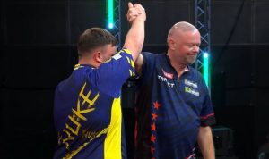 Luke Littler in classy gesture to Raymond van Barneveld after being told to ‘f*** off’ by darts rival