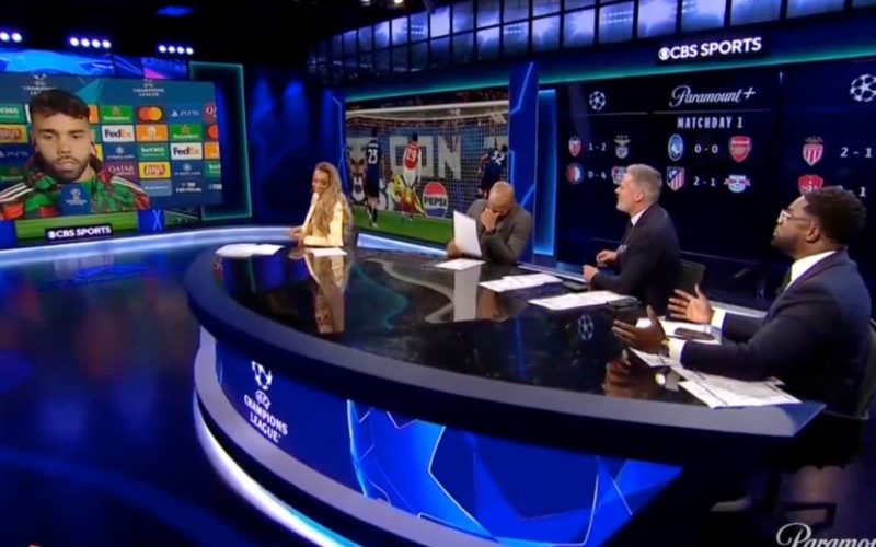 Watch Micah Richards’ hilarious reaction after Arsenal hero David Raya reveals favourite CBS pundit in awkward interview