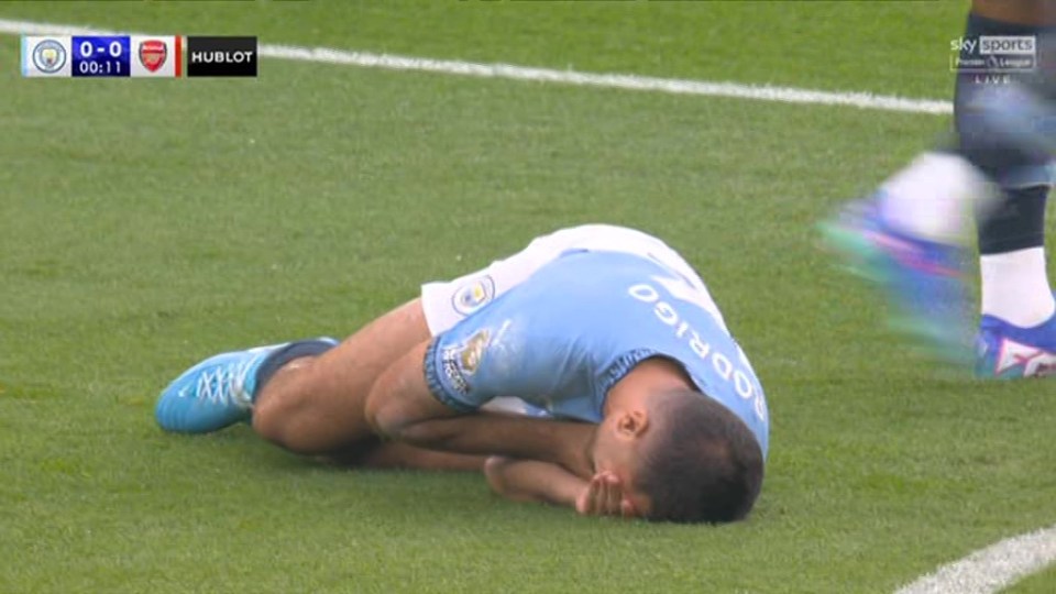 Man City vs Arsenal stopped after EIGHT SECONDS as Rodri falls to floor and immediate VAR check