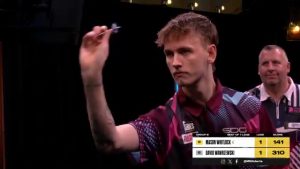 Son of darts legend hits incredible nine-darter as he pulls off incredibly rare checkout just like his dad