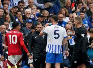 Chaos in Brighton vs Nottingham Forest with BOTH managers sent off after Morgan Gibbs-White’s horror tackle