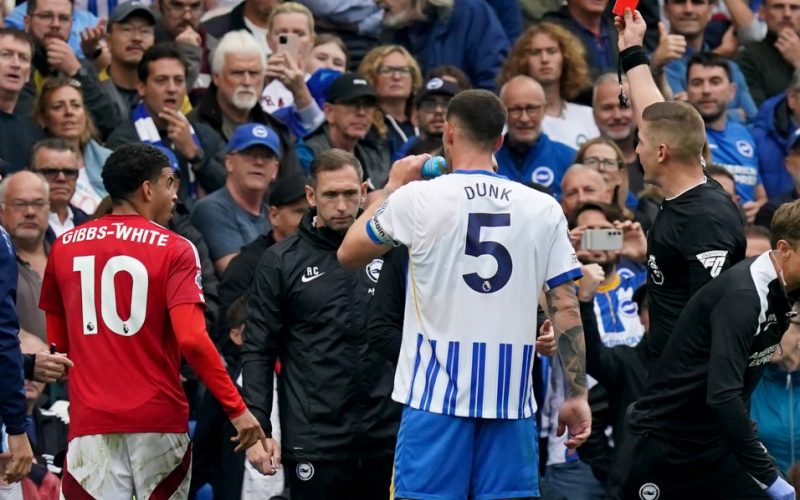 Chaos in Brighton vs Nottingham Forest with BOTH managers sent off after Morgan Gibbs-White’s horror tackle