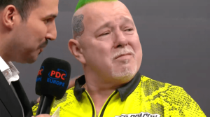 Peter Wright breaks down in tears live on TV after dumping Michael van Gerwen out of German Darts Championships