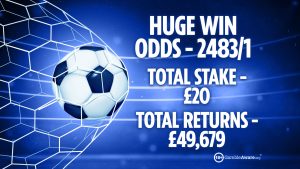 Lucky punter turns £20 into £50,000 thanks to TWO stoppage-time goals