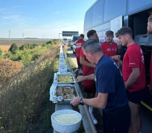 Fourth-tier side forced to eat pre-match meal on side of MOTORWAY after huge fire… only for game to be postponed