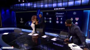 David Beckham shocks CBS Sports panel as he gatecrashes Champions League coverage before making cheeky Kate Abdo joke