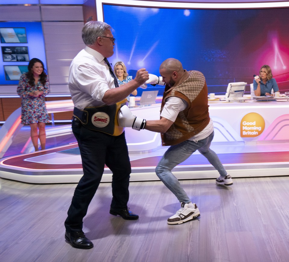 Watch bizarre moment Chris Eubank Jr pummels Ed Balls with punches live on Good Morning Britain