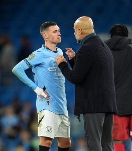 Pep Guardiola decides to give Phil Foden coaching session AFTER Carabao Cup game with animated on-pitch discussion