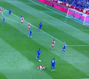 Arsenal fans furious as Leicester star avoids red card for exactly the same offence that saw Leandro Trossard sent off