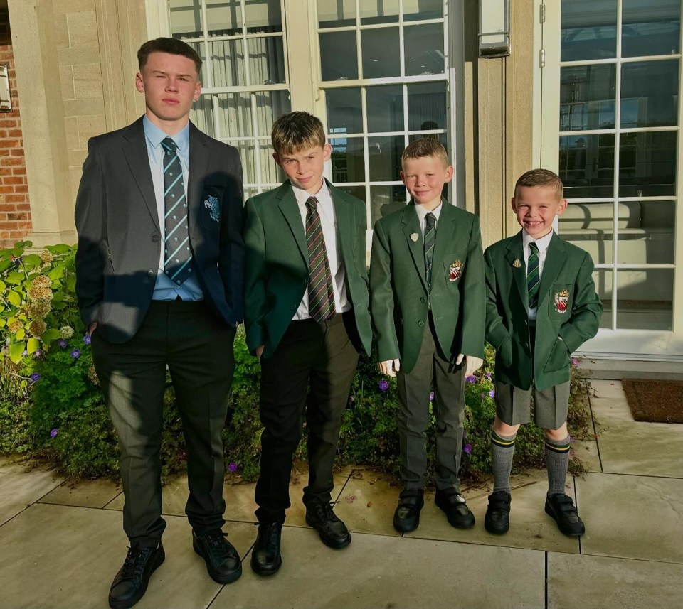 Wayne Rooney’s four sons pose in their uniforms ahead of the new school year