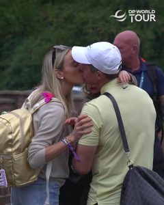 Rory McIlroy kisses wife Erica Stoll with marriage appearing back on track after golfer backtracked on divorce