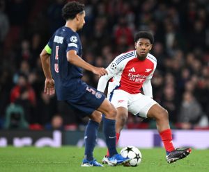 Watch heartwarming moment Myles Lewis-Skelly’s mum screams with excitement as son makes Arsenal Champions League debut