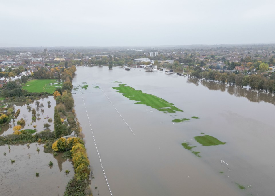 ‘Sad but inevitable’ scenes as iconic British racecourse drowns after being battered by Storm Ashley