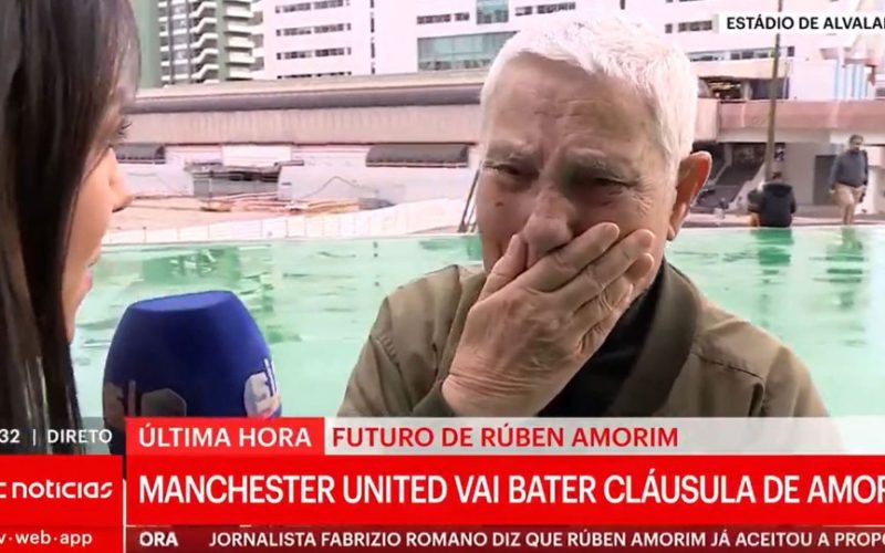 Moment Sporting fan bursts into tears live on TV after question about Ruben Amorim leaving to join Man Utd