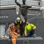 Newcastle workers take blowtorch to Alan Shearer’s statue as it’s given facelift